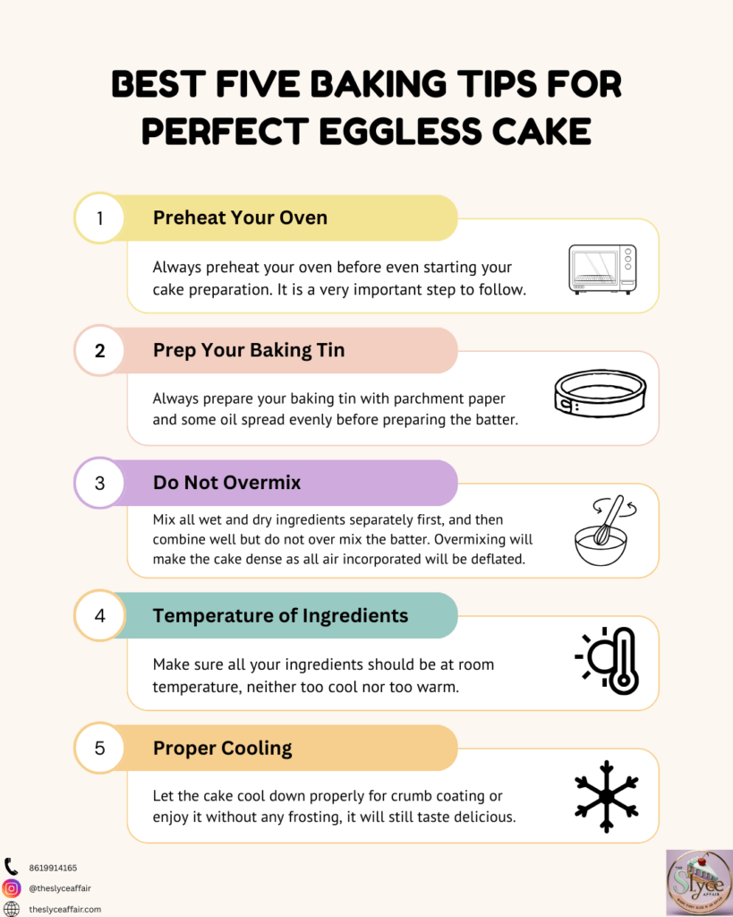 Best baking tips for a perfect eggless cake inforgraphic